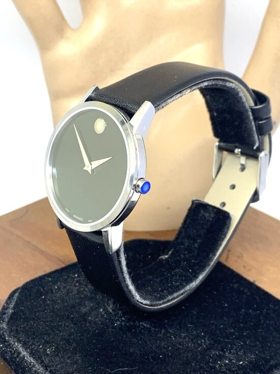 Movado Women\'s Watch 0607646 Museum Swiss Quartz Black Dial Leather Strap 33mm main image 9